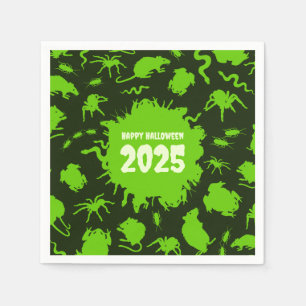 Add The Year Happy Halloween Green Creepy Crawlies Napkins