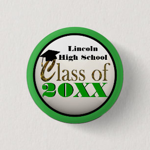 Add The Year Of Graduation Cool Green Border Pins