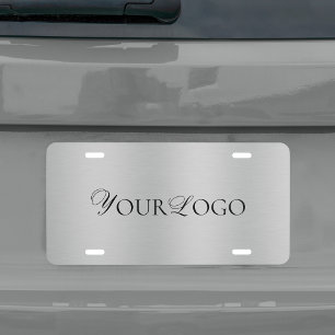 Add Thin Horizontal Business Logo Silver Gray License Plate