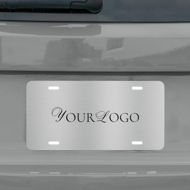 Add Thin Horizontal Business Logo Silver Gray License Plate (Creator Uploaded)