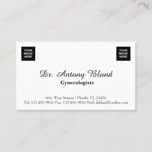 Add two Images Gynecologist Business Card