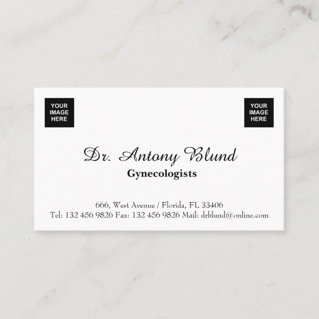 Add two Images Gynecologist Business Card (Front)