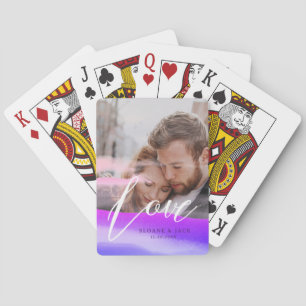 Add Two Photos Love Quote Holography Overlay Poker Cards
