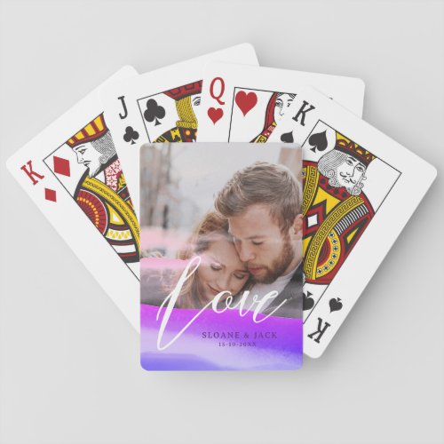 Add Two Photos Love Quote Holography Overlay Poker Cards