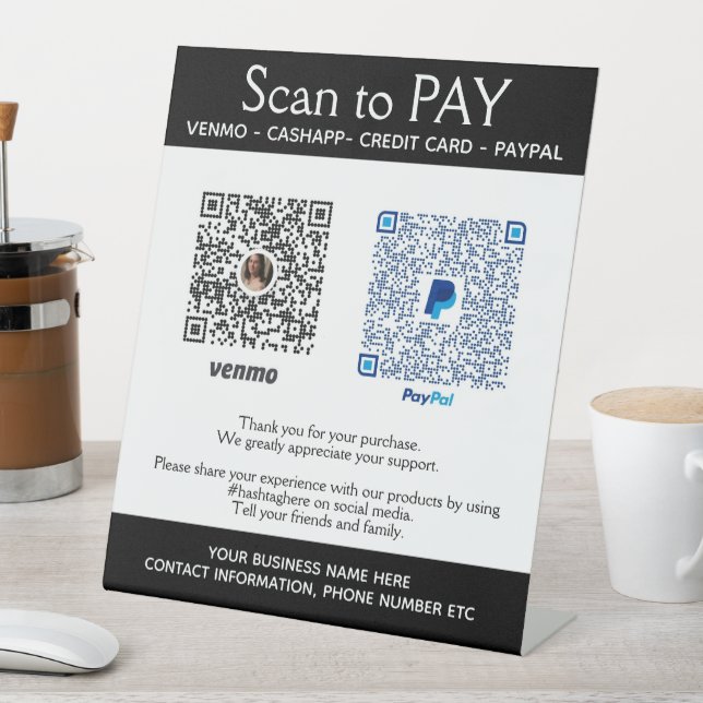 Add Two QR Codes PayPal Pay Here Pedestal Sign (In SItu)