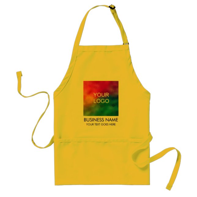 Add Upload Business Company Logo Text Template Adult Apron (Front)