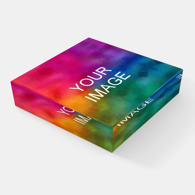 Add Upload Your Image Photo Company Logo Here Paperweight (Angled)