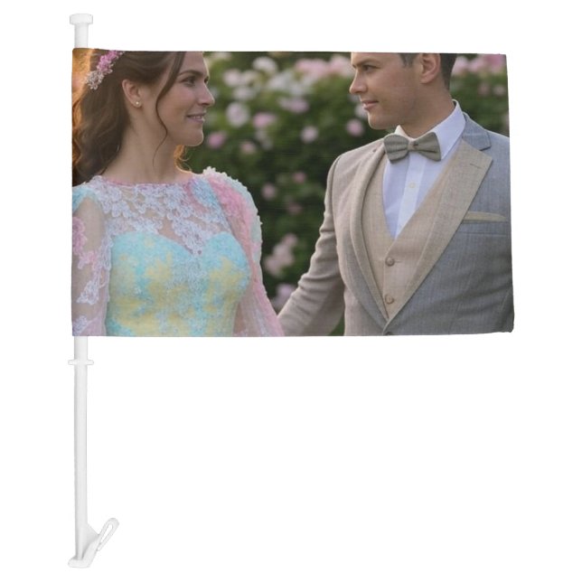 Add Wedding Photo Customize Car Flag (Front)
