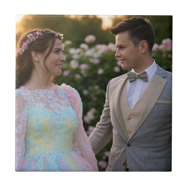 Add Wedding Photo Customize Ceramic Tile (Front)