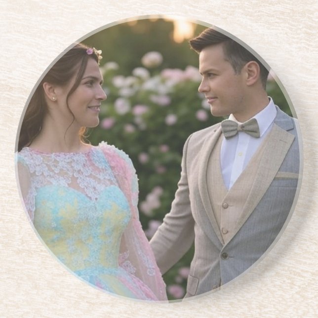 Add Wedding Photo Customize Coaster (Front)