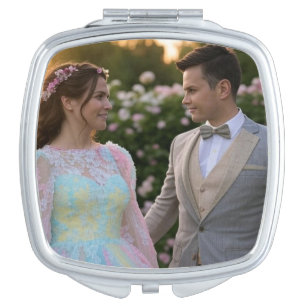 Add Wedding Photo Customize Compact Mirror