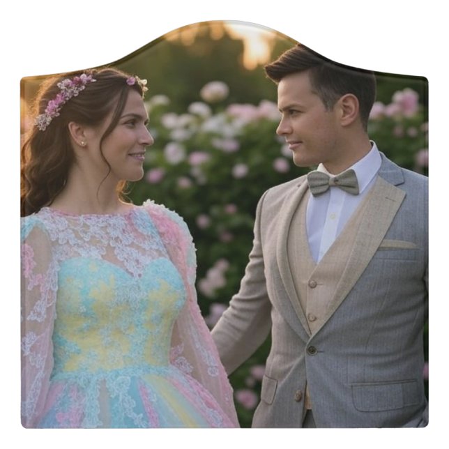 Add Wedding Photo Customize Door Sign (Large Crest Front)