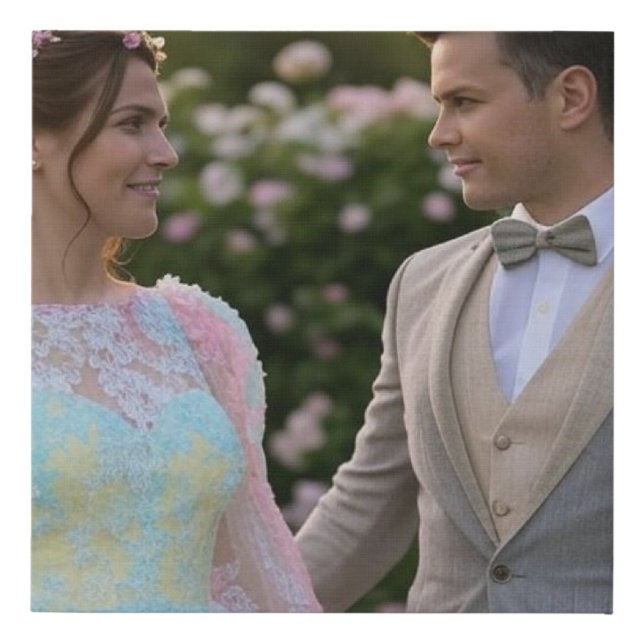 Add Wedding Photo Customize Faux Canvas Print (Front)