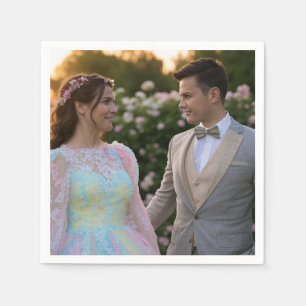 Add Wedding Photo Customize Napkins