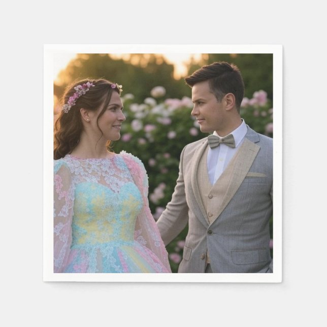 Add Wedding Photo Customize Napkins (Front)