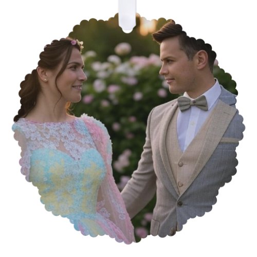 Add Wedding Photo Customize Ornament Card