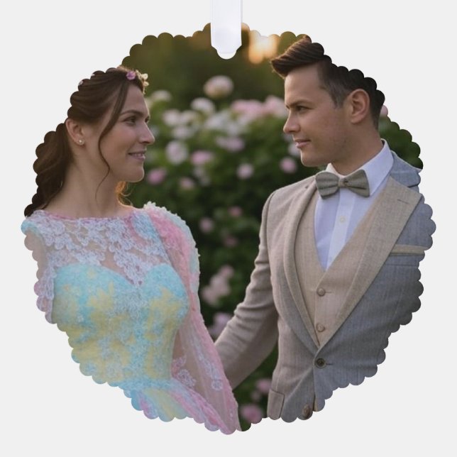 Add Wedding Photo Customize Ornament Card (Front)