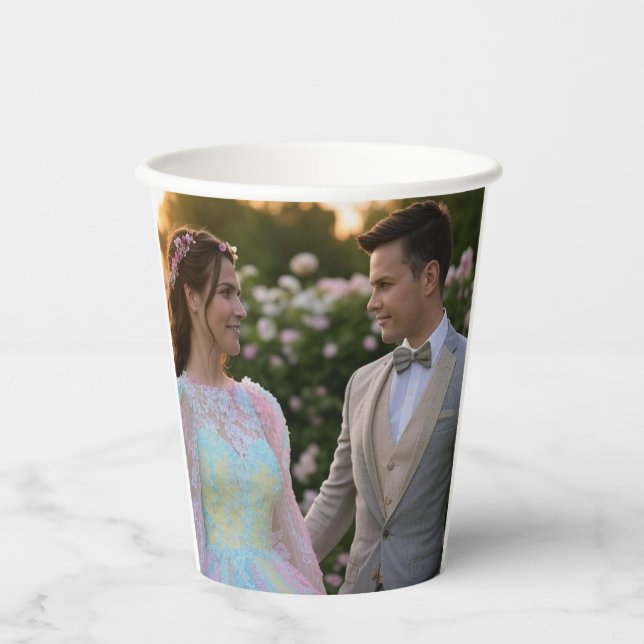 Add Wedding Photo Customize Paper Cups (Front)