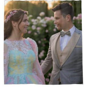 Add Wedding Photo Customize Shower Curtain