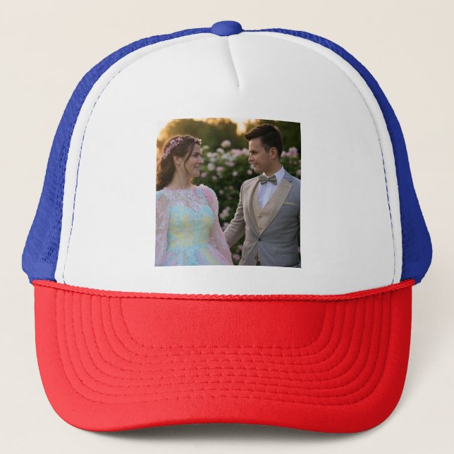 Add Wedding Photo Customize Trucker Hat (Front)