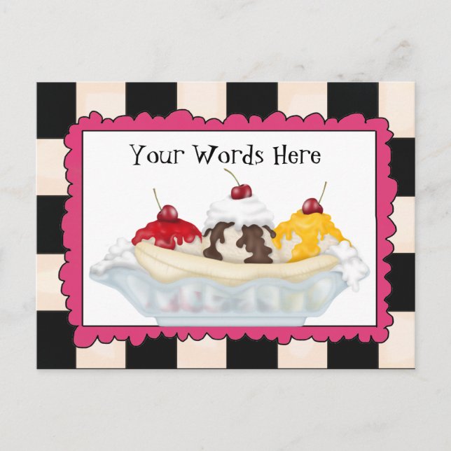 Add Words Banana split postcard (Front)