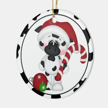 Add Words Or Picture Cow Christmas Ornament by doodlesfunornaments at Zazzle