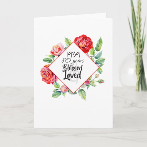 ADD Year Born AGE Birthday Gift for Women Roses Card