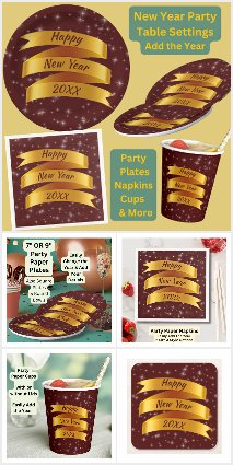 Add Year Happy New Year 20xx Gold Ribbon Stars