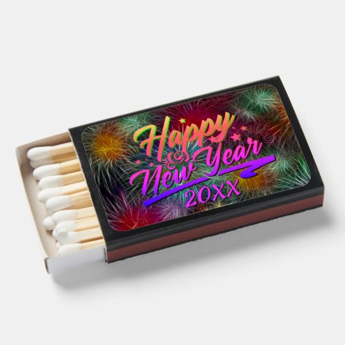 Add Year Happy New Year with Fireworks Matchboxes