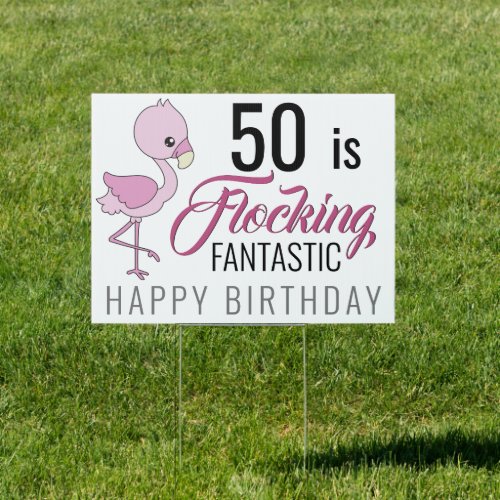 Add Year to Flamingo Birthday Yard Sign
