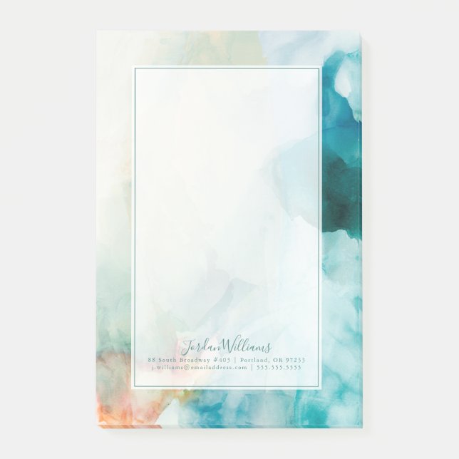 Add Yoir Name | AversAversion - Blue Watercolor Post-it Notes (Front)