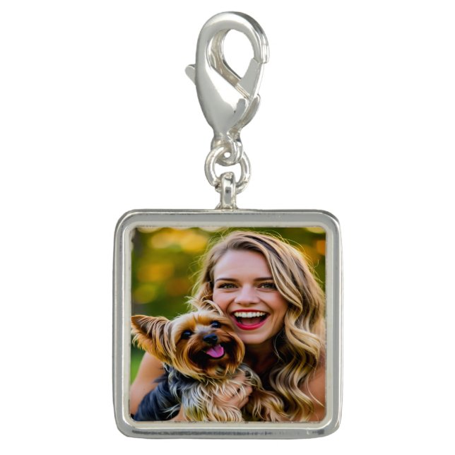 Add Yorkshire Terrier Photo Personalize Charm (Front)