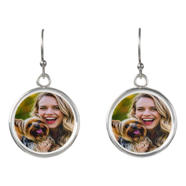Add Yorkshire Terrier Photo Personalize Earrings (Front)