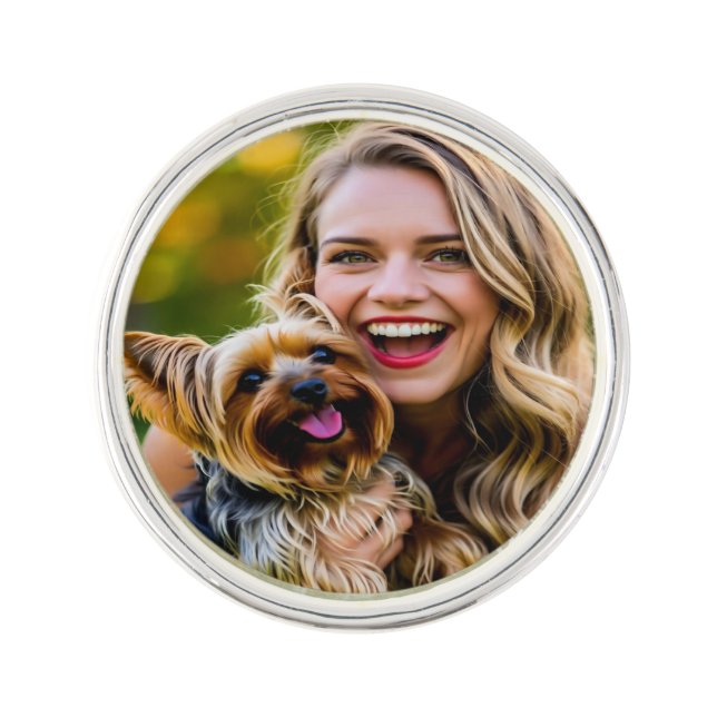 Add Yorkshire Terrier Photo Personalize Lapel Pin (Front)