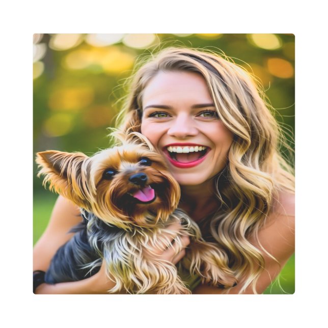 Add Yorkshire Terrier Photo Personalize Metal Print (Front)