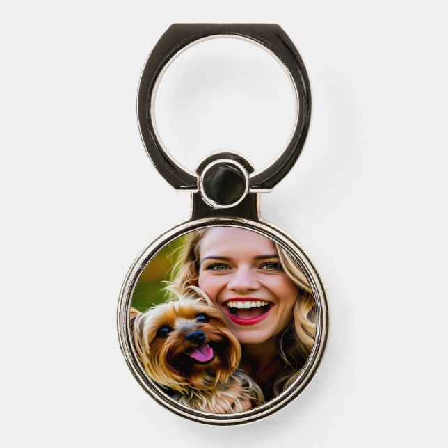 Add Yorkshire Terrier Photo Personalize Phone Ring Stand (Front)