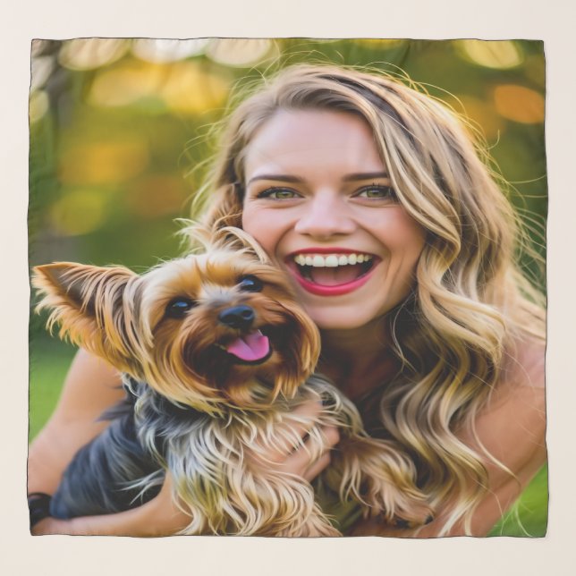 Add Yorkshire Terrier Photo Personalize Scarf (Front)