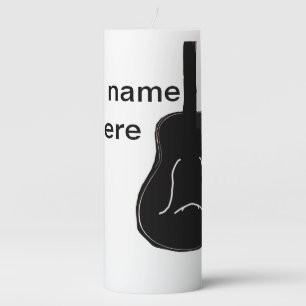 Add you name black white guitar text musical instr pillar candle
