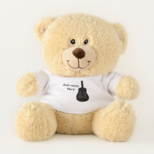 Add you name black white guitar text musical instr teddy bear