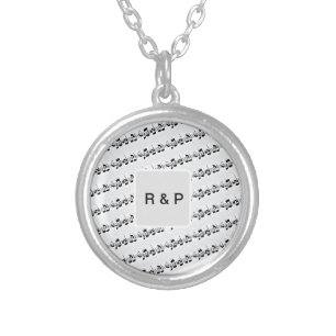Add you name couple musical notes beats pattern bl silver plated necklace