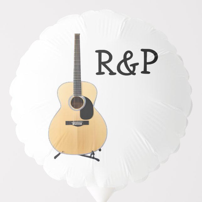Add you name text brown acoustic guitar editable balloon (Front)