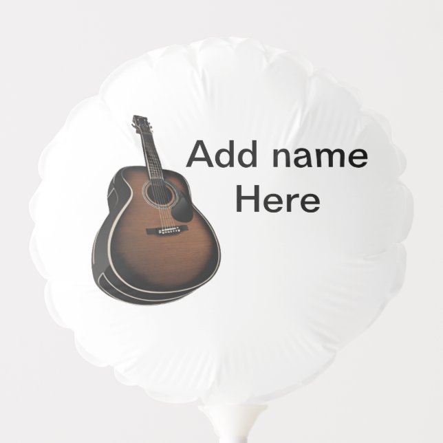 Add you name text brown acoustic guitar editable balloon (Front)