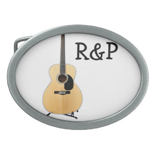 Add you name text brown acoustic guitar editable belt buckle
