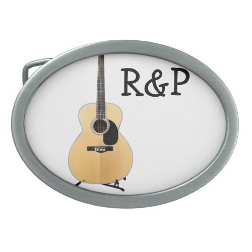 Add you name text brown acoustic guitar editable belt buckle