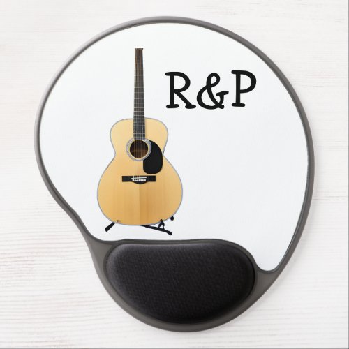 Add you name text brown acoustic guitar editable gel mouse pad