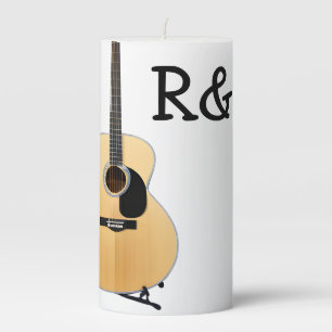 Add you name text brown acoustic guitar editable pillar candle