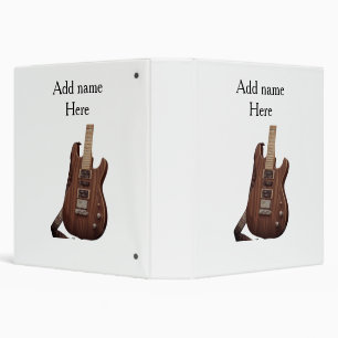 Add you name text brown acoustic guitar editable t 3 ring binder