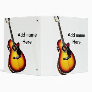 Add you name text brown acoustic guitar editable t 3 ring binder