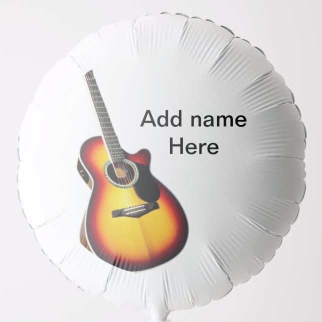 Add you name text brown acoustic guitar editable t balloon (Front)