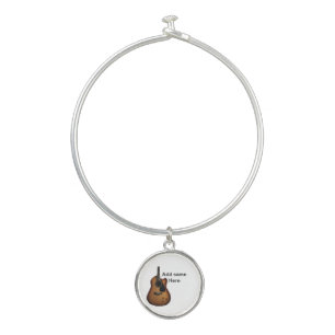 Add you name text brown acoustic guitar editable t bangle bracelet
